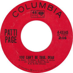 Patti Page – You Can't Be True, Dear